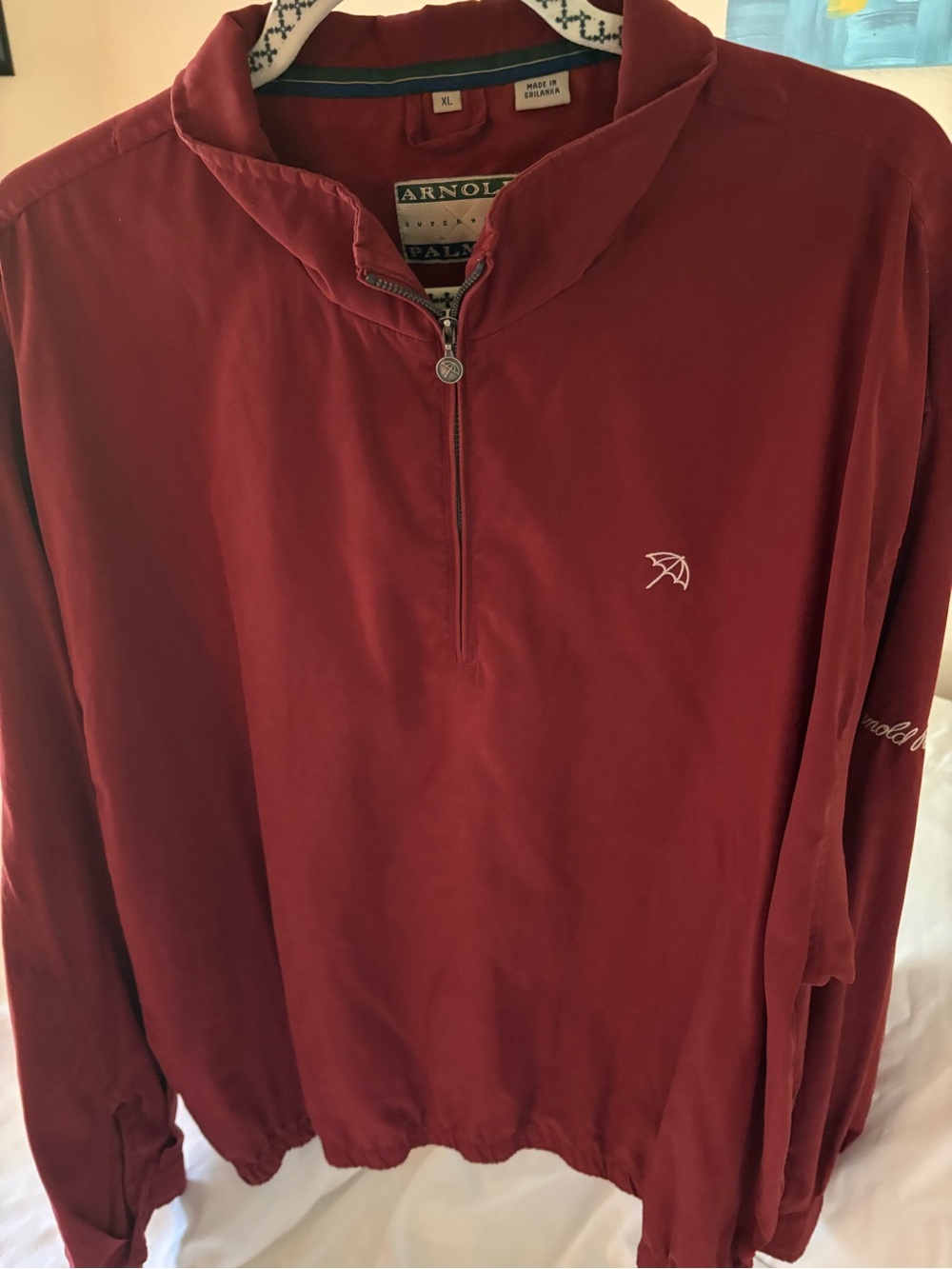 Arnold Palmer Men’s Vintage Half-Zip Pullover Jacket - Burgundy